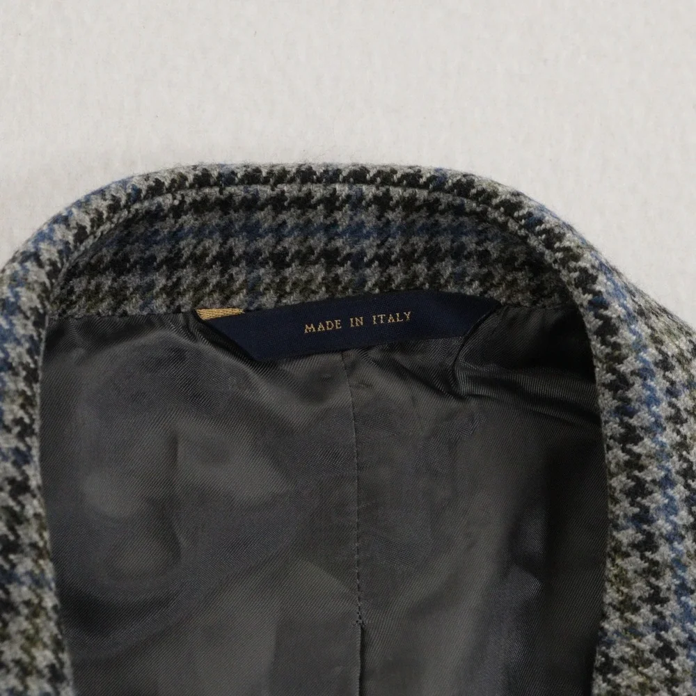 Brooks Brothers Sport Coat Houndstooth Check Blazer Blue Brown Tweed Wool Sz 48R